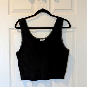 Black Lace Trim Tank Top